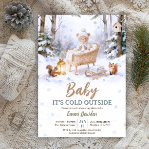 Baby It's Cold Outside Vinter Skogs Baby Shower Inbjudningar