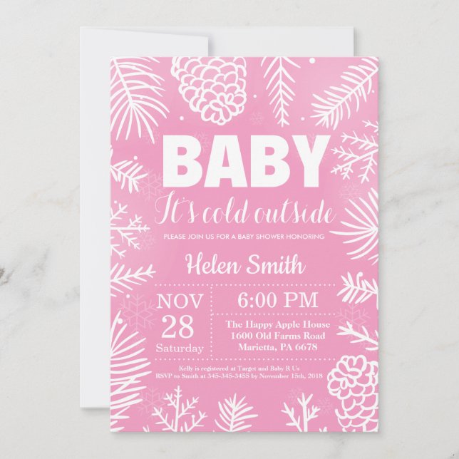 Baby it's Cold Outside Vinter Tjej Baby Shower Inbjudningar (Framsida)