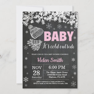 Baby it's Cold Outside Vinter Tjej Baby Shower Inbjudningar