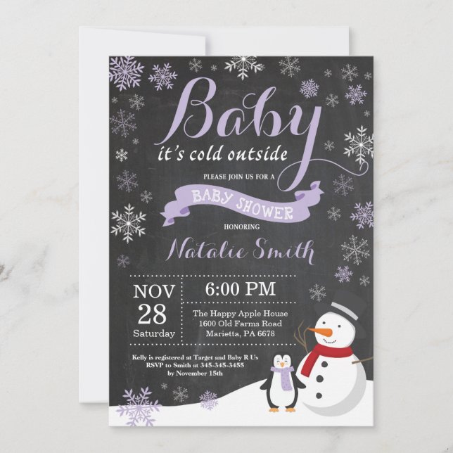 Baby It's Cold Outside Vinter Tjej Baby Shower Inbjudningar (Framsida)