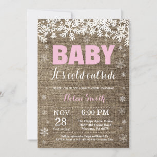 Baby it's Cold Outside Vinter Tjej Baby Shower Inbjudningar