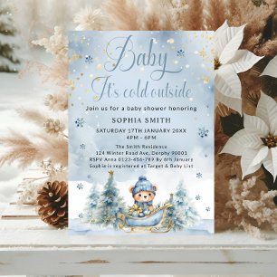 Baby It's Cold Outside Vinterbjörn │Blue Gold Inbjudningar