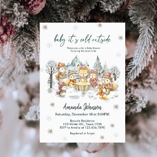 Baby It's Cold Outside Vinterdjur Baby Shower Inbjudningar