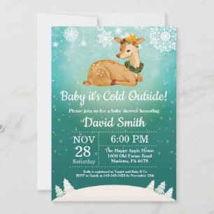 Baby it's Cold Outside Vinterhjort Baby Shower Inbjudningar
