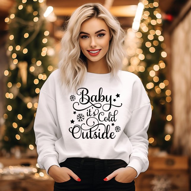 Baby Its Cold Outside White Womens Black T Shirt (Skapare uppladdad)