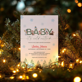 Baby It's Cold Outside Winter Animal Baby Shower Inbjudningar