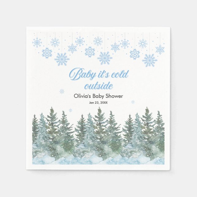 Baby It's Cold Outside Winter Baby Shower Pappersservett (Framsidan)