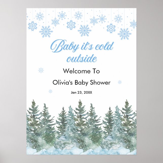 Baby It's Cold Outside Winter Baby Shower Welcome  Poster (Framsidan)