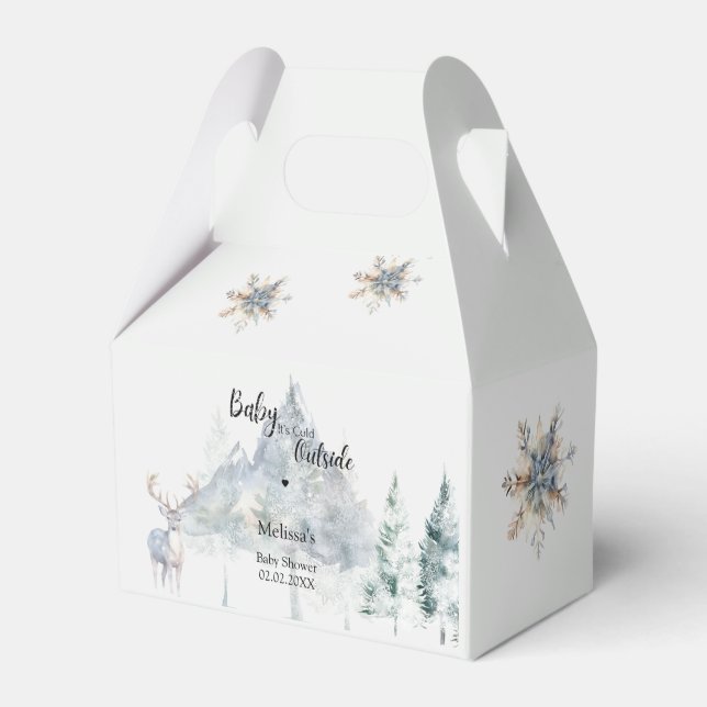 Baby Its Cold Outside Winter Evergreen Baby Shower Presentaskar (Framsidan Sidan)