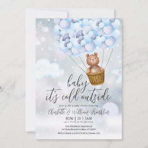 Baby It's Cold Teddy Bear Vinter Pojke Baby Shower Inbjudningar