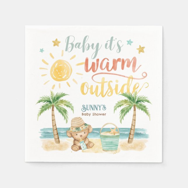 Baby It's Warm Outside Beach Baby Shower Pappersservett (Framsidan)