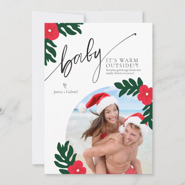 Baby It's Warm Outside Christmas Photo Card Inbjudningar (Framsida)