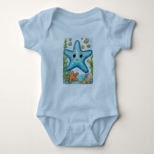 Baby Jersey Bodydräkt Starfish T Shirt (Framsida)