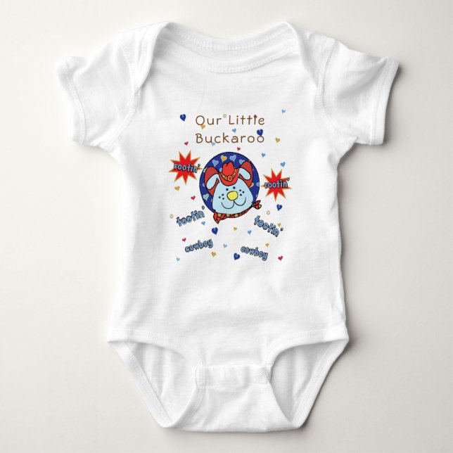 Baby Jersey Bodydräkt "Tootin'Cowboy" Personalize T Shirt (Framsida)
