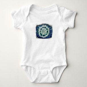 Baby Jersey Bodydräkt Vitmandala blå bakgrund T Shirt