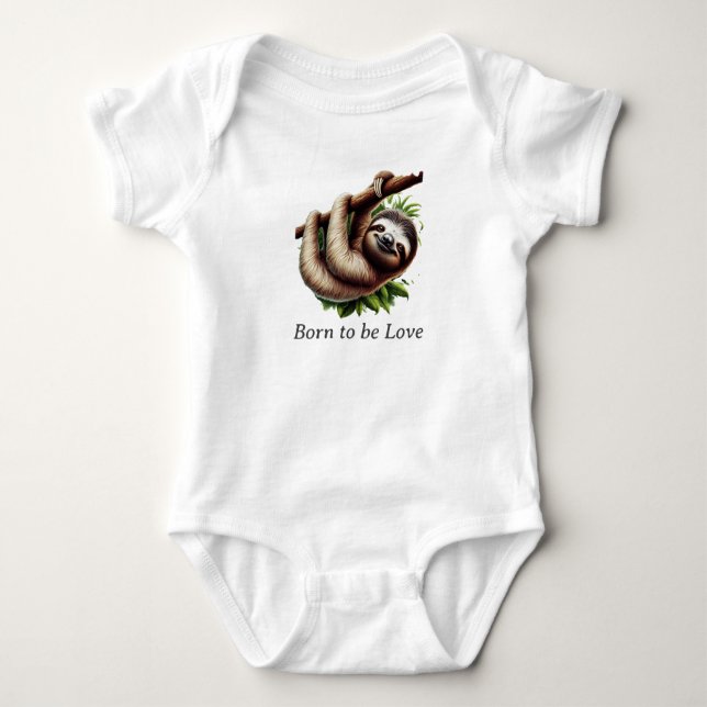 Baby Jersey Bodydress - Cute Hanging Baby Sloth T Shirt (Framsida)