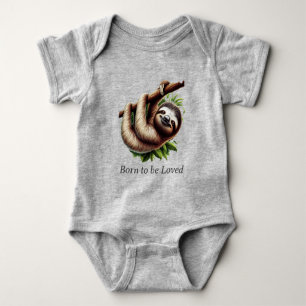 Baby Jersey Bodydress - Cute Hanging Baby Sloth T Shirt
