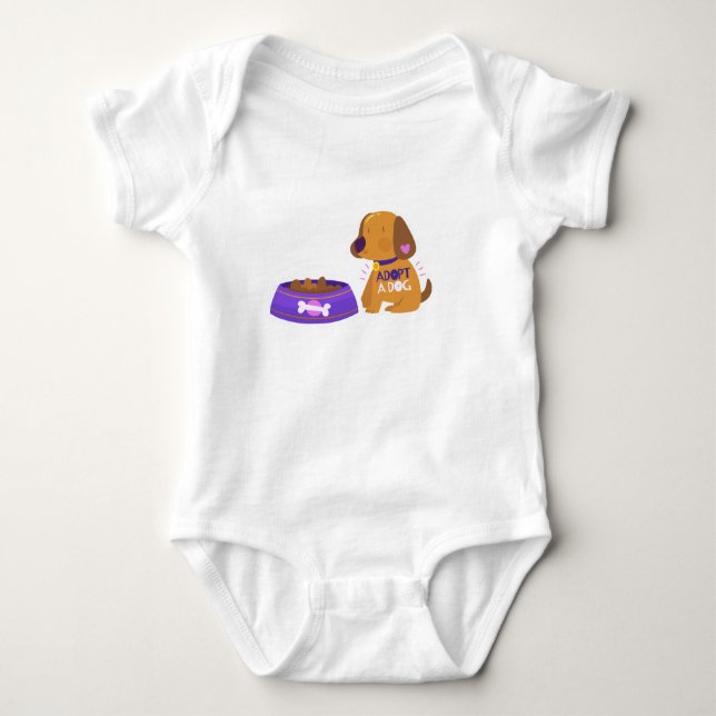 Baby Jersey Bodykostym med tilltalande Hund Print T Shirt (Framsida)