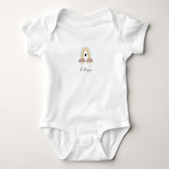 Baby Jersey Bodysuit - Regnbåge och Hjärtan Bib T Shirt (Framsida)