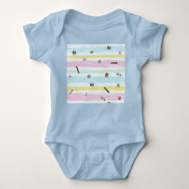 Baby Jersey Bodysuit – Sports & Stripes Pastel  T Shirt (Framsida)