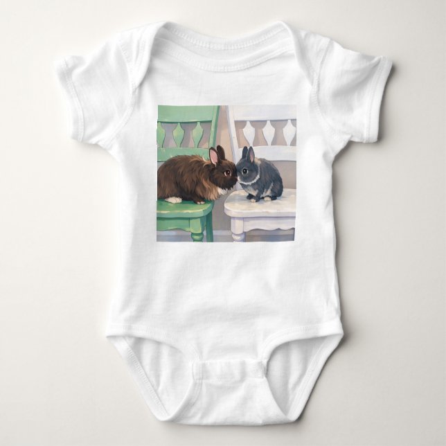 Baby Jersey Bodysuit - Two Adorable Rabbits T Shirt (Framsida)