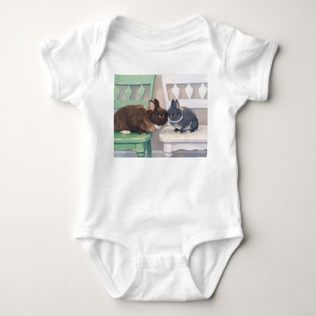 Baby Jersey Bodysuit - Two Adorable Rabbits T Shirt (Framsida)