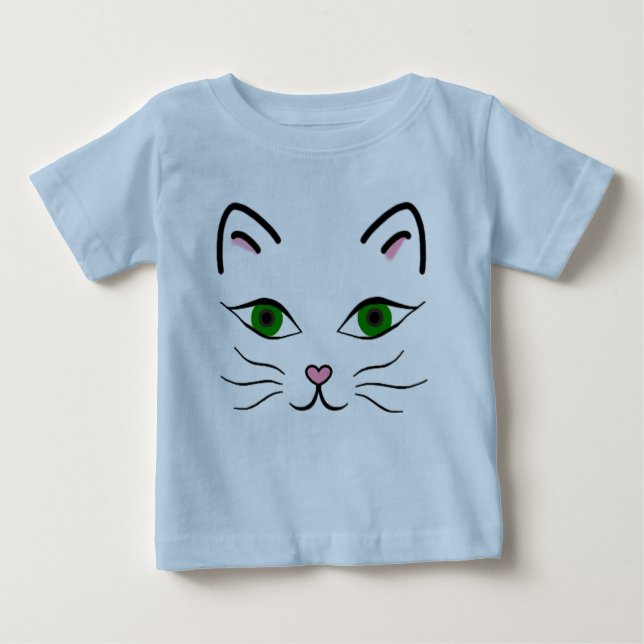 Baby Jersey T-Shirt - Kattunge Ansikte (Framsida)