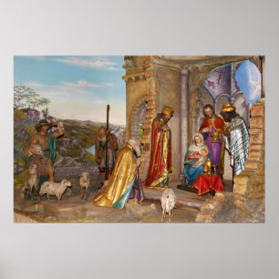 Baby Jesus av Nazareth i den Bethlehem mangeren Poster