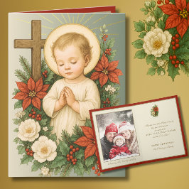 Baby Jesus Catholic Christmas Photo  Helgkort