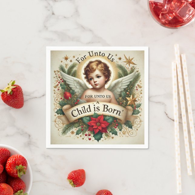 Baby Jesus Christmas Scripture Verse Découpage Pappersservett (Insitu)