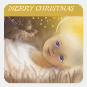 Baby Jesus Fyrkantigt Klistermärke