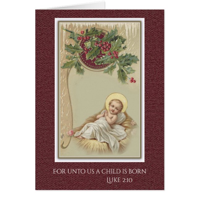 Baby Jesus i blom- Mangerjul Hälsningskort (Framsidan)