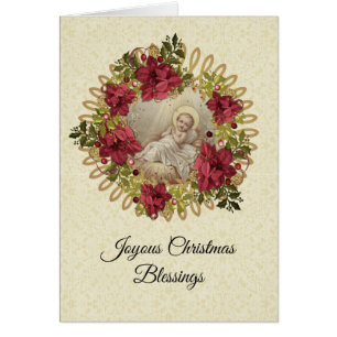Baby Jesus i Blommigten Manger Jul WAN Hälsningskort