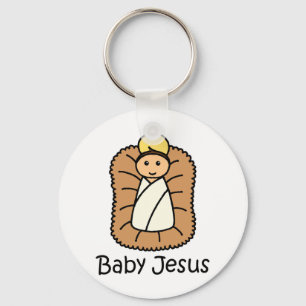 Baby Jesus i en Manger Nyckelring