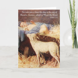 Baby Jesus i en vaktmästare med Lamb Helgkort