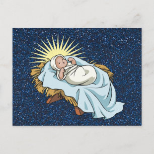 baby jesus i manger helg vykort