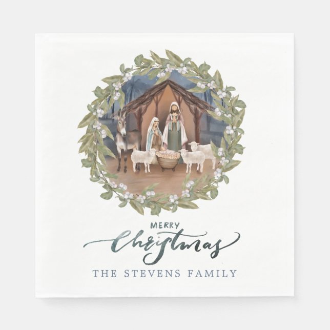 Baby Jesus i Manger Nativitet Pappersservett (Framsidan)