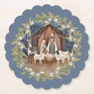 Baby Jesus i Manger Nativitet Underlägg Papper