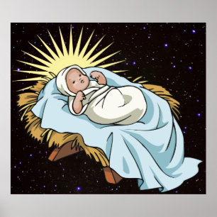 baby jesus i manger poster