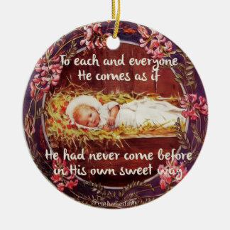 Baby Jesus i Manger-rundans ornament