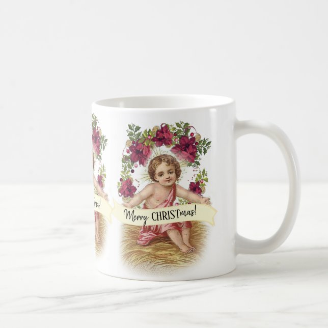 Baby Jesus i Mangerblommigtjul Kaffemugg (Höger)