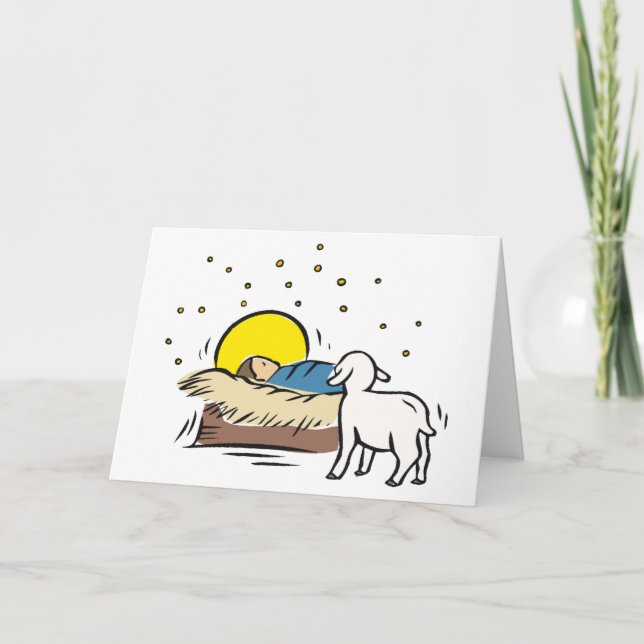 Baby Jesus i vaktmästaren Helgkort (Framsida)