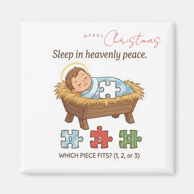 Baby Jesus Jigsaw Puzzle Pattern Game Magnet (Framsidan)