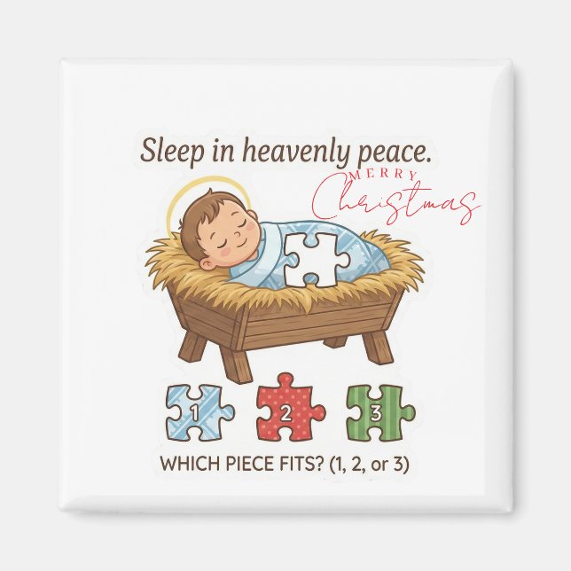 Baby Jesus Jigsaw Puzzle Pattern Game Magnet (Framsidan)