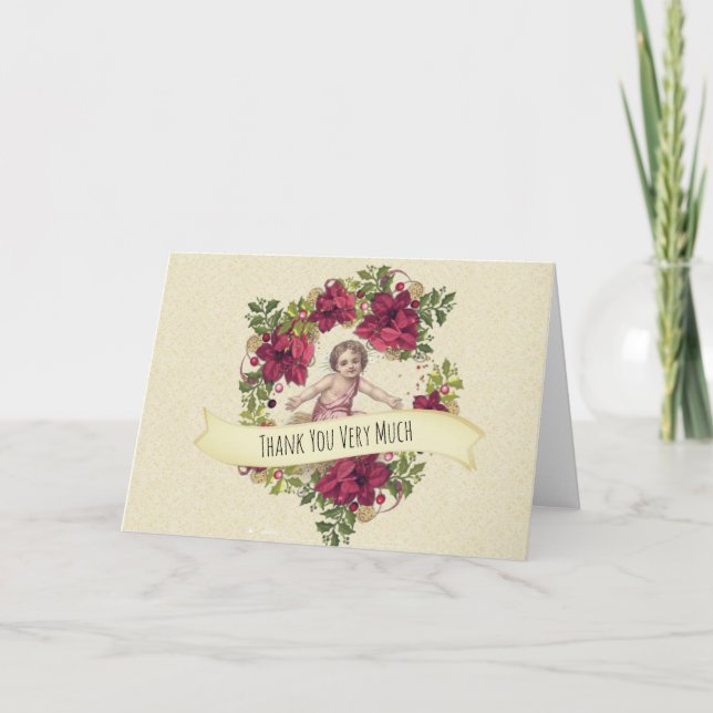 Baby Jesus jul Pointsettia Wandetia Tack Kort (Framsida)