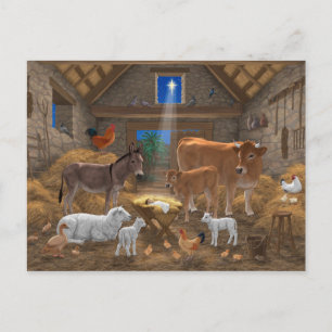 Baby Jesus Manger Heliga Nattjultomhet Nativitet Helg Vykort