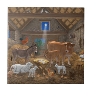 Baby Jesus Manger Heliga Nattjultomhet Nativitet Kakelplatta