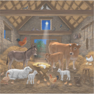 Baby Jesus Manger Heliga Nattjultomhet Nativitet Klistermärken