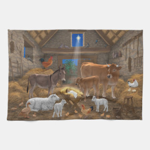 Baby Jesus Manger Heliga Nattjultomhet Nativitet Kökshandduk