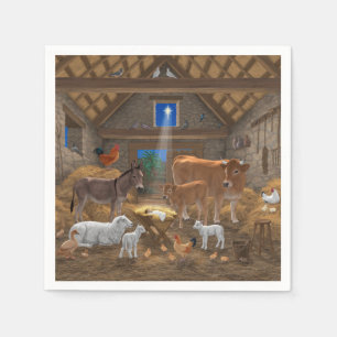 Baby Jesus Manger Heliga Nattjultomhet Nativitet Pappersservett